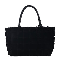 Sweet Small Square Bag Plush Plaid Portable Women - Fashionner