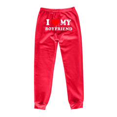 I Love MY BOYFRIEND Printed Trousers Casual Sweatpants Men And Women Sports Pants - Fashionner