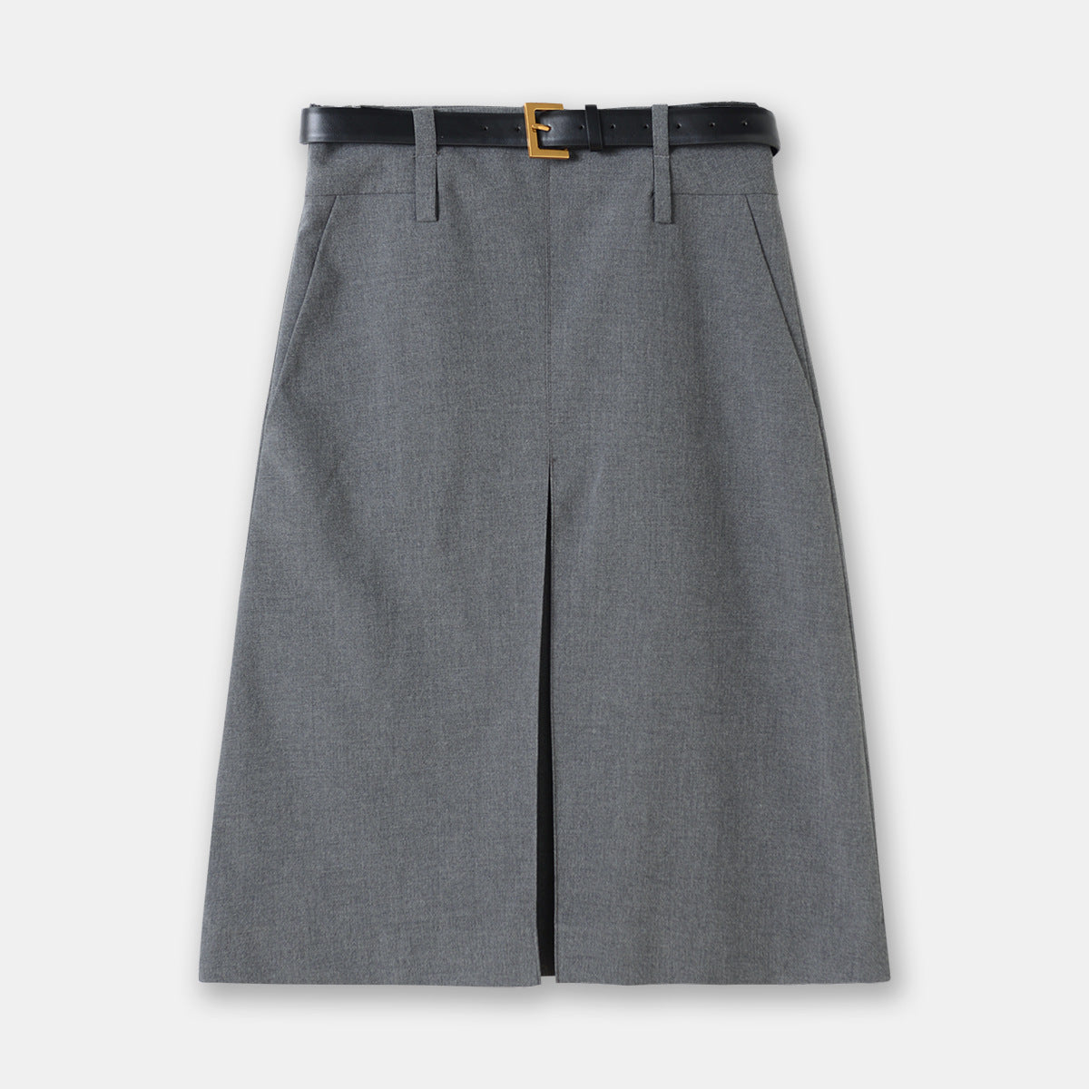 Women's Skirt Gray Worsted Pleated Suit A- Line Skirt Business Wear - Fashionner