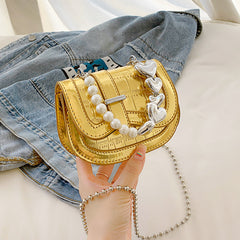 New Laser Pearl Tote Saddle Girl Mini - Fashionner