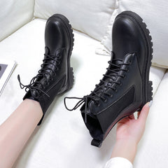 British Style Martin Boots Round Toe Lace-up - Fashionner