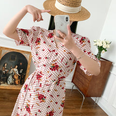 23 Early Autumn New Polka Dot Print Dress French Retro Flower - Fashionner