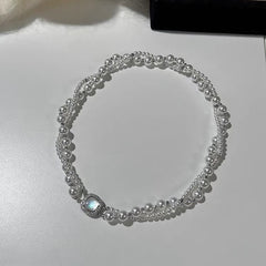 Fashion Jewelry Micro-inlaid Square Dual-wear Double-layer Necklace - Fashionner