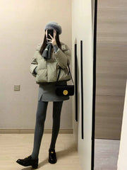 Gray Thickened Vertical Stripes Cotton Pantyhose - Fashionner