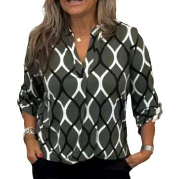 Springsummer Cross-border Hot Geometric Print Shirt - Fashionner