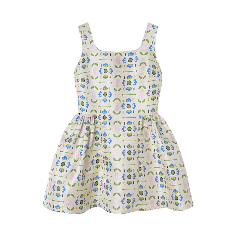 Suspender Non-mainstream Sleeveless Vest Floral Skirt - Fashionner