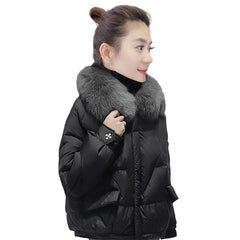 Winter New European Style Loose Goods Match Long Sleeves Cotton-padded Coat Outside - Fashionner