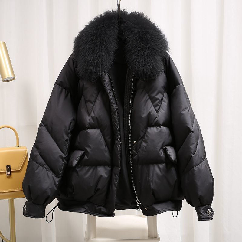 Winter New European Style Loose Goods Match Long Sleeves Cotton-padded Coat Outside - Fashionner