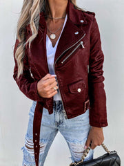 Jacket Top PU Leather Coat Short Zipper - Fashionner