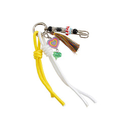 New Love Macaron Color Hand-woven Bends And Hitches Rhinestone Tassel Key Chain