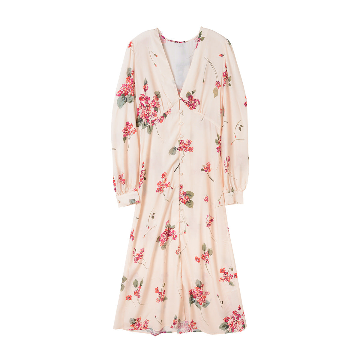 Women's Autumn Long Sleeve V-neck Tight Waist Temperament Slimming Skirt - Fashionner