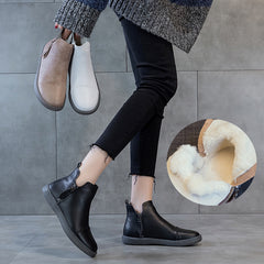 Velvet Padded All-matching Women's Double Zipper White Shoes - Fashionner