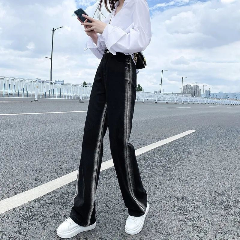 Black Gradient Straight Jeans - Fashionner