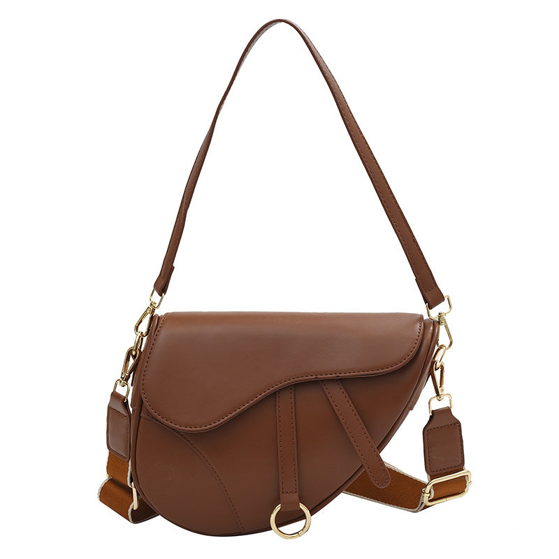 Fashion Crossbody Saddle Solid Color Single-shoulder Bag - Fashionner