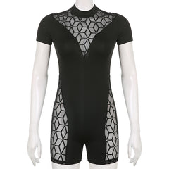 Shorts Women's Mesh Jumpsuit Stitching - Fashionner