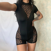 Shorts Women's Mesh Jumpsuit Stitching - Fashionner