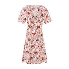 23 Early Autumn New Polka Dot Print Dress French Retro Flower - Fashionner