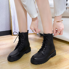 British Style Martin Boots Round Toe Lace-up - Fashionner