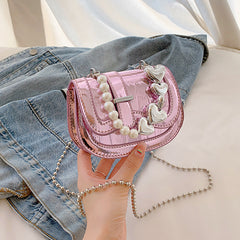 New Laser Pearl Tote Saddle Girl Mini - Fashionner