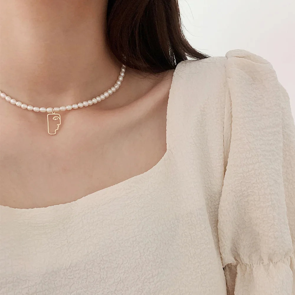 Elegant White Imitation Pearl Beads Choker Clavicle Chain Necklace For Women Love pendant Wedding Jewelry Collar 2023 New - Fashionner