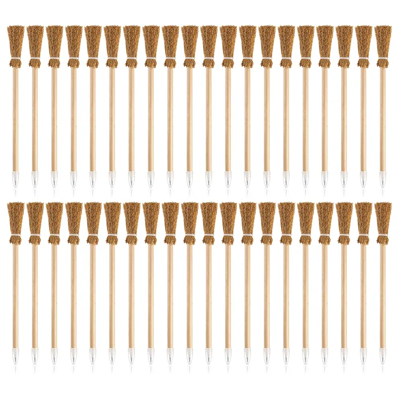 Party 40 Pcs Witch Broom Pencils for Halloween Broomstick Ballpoint Pencils Halloween Party Favors Witch Broom Prop Writing - Fashionner