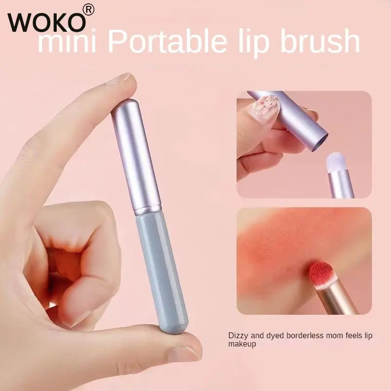 Portable Round Head Mini Lip Brush Carry Lid Lipstick Brush Concealer Brush Soft synthetic Girl Lip Gloss Smudge Makeup Brush - Fashionner