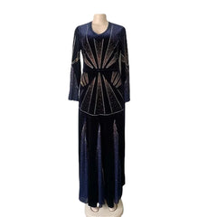 Traditional African Velvet Evening Dresses for Women Dashiki Diamond Kaftan Party Long Dress Abaya Dubai Ankara Robe Femme Africa Clothes - Fashionner