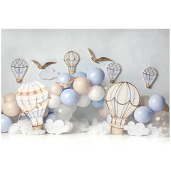 Photoshoot Mocsicka Hot Air Balloon Kids Birthday Backdrop Boy First Cake Smash Party Photography Backgrounds Photo Studio Photoshoot Props - Fashionner