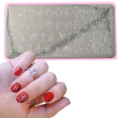 Stainless Steel 6X12cm Nail Art Stamping Plate Lace Geometric Pattern Butterfly Flower Nail Art Template Nail DIY Print Stencils - Fashionner