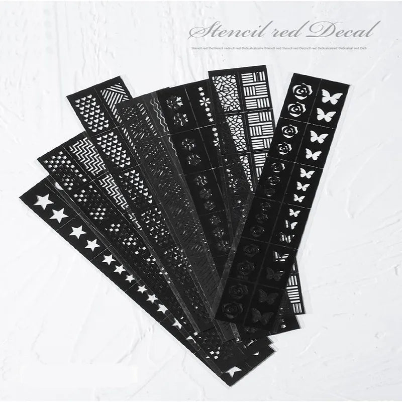 Hollow Printing Nail Art Stamping Template Mold Stencil Sticker Letter Flower Decals DIY Decoration Nail Design Stickers Stencil - Fashionner