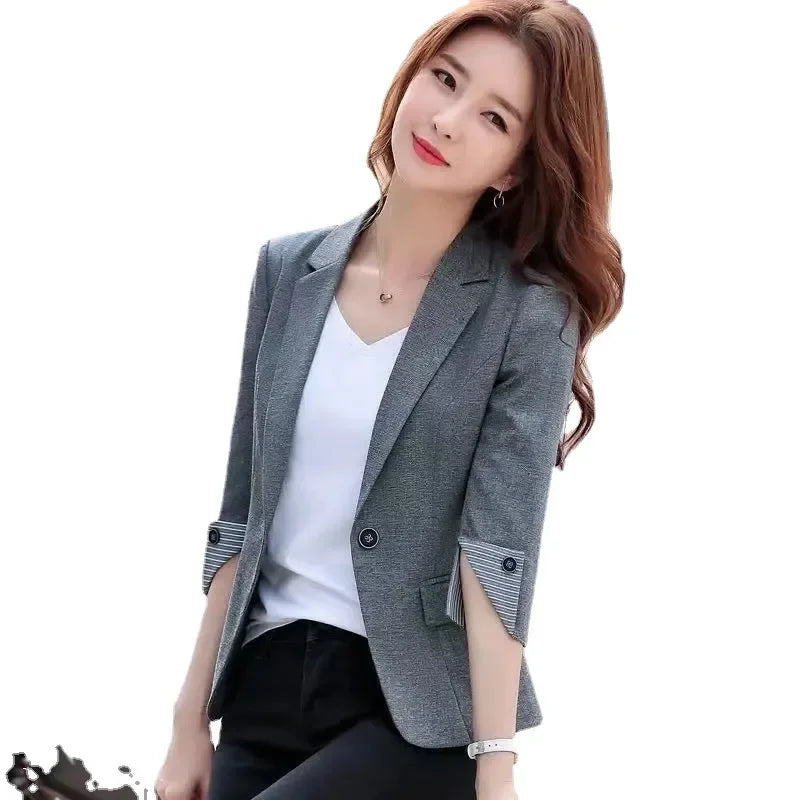 Spring Autumn New Korean Version Women Coat Thin Professional Slim Fit Fashion Small Suit Casual Short Windproof Girls Coat - Fashionner
