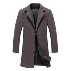 Autumn Winter Fashion Men's Woolen Coats Solid Color Single Breasted Lapel Long Coat Jacket Casual Overcoat Plus Size 5 Colors - Fashionner