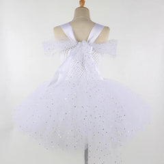 Girls White Angel Costumes for Girls Christmas Halloween Dress for Kids Flower Fairy Tutu Outfit with Wings Set Girl Clothes - Fashionner