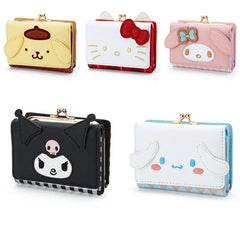 Sanrio Hello Kitty Pocketbook My Melody KT Cat Cinnamon Roll Pringle Kuromi PU Leather Wallet Cute Folding Card Bag Female Wallet - Fashionner
