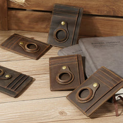 New Airtag Wallet Retro Leather for AirTag Wallet Card Protective Case Anti Scratch Fall Men Women Airtag GPS Protection Cover - Fashionner