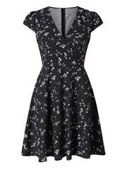 Floral Print Short Sleeve Wrap Dress Women V Neck Mini Summer Dress - Fashionner