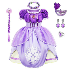 Girls Years Girls Sofia Dress Children Halloween Birthday Party Princess Costume Summer Sophia Puff Sleeve Ball Gown - Fashionner