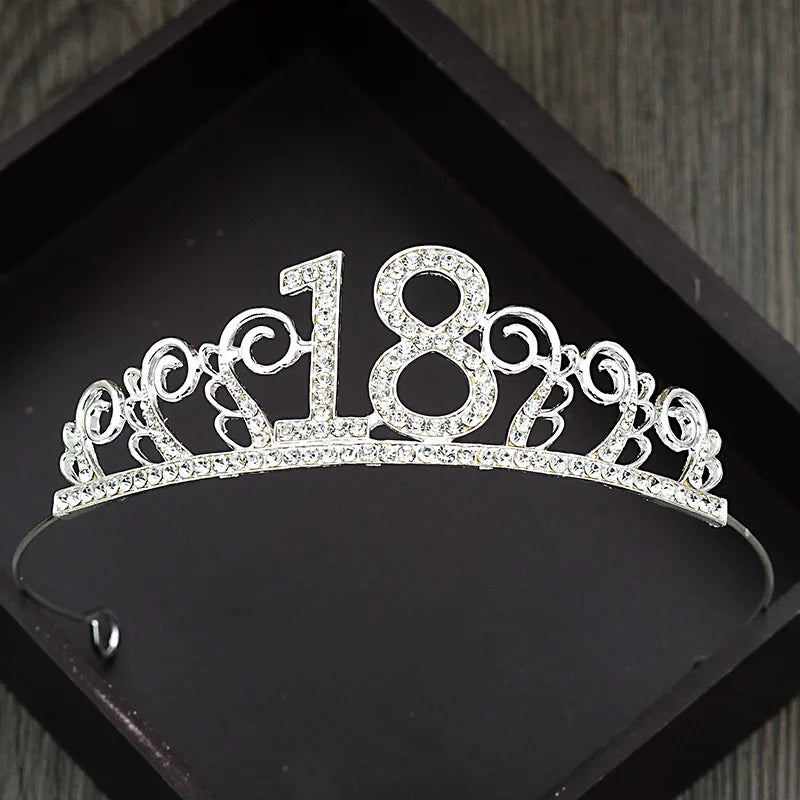 Party 1 Pcs 18th Birthday Princess Crown Headband Crystal Wedding Crown Hairband Women Headwear Hair Decor - Fashionner
