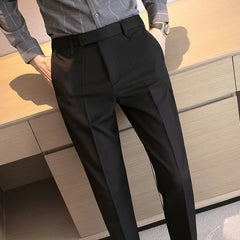 2023 Men Suit Pants High Quality Men Solid Color Slim Fit Dress Pants Slim Fit Office Business Men Trousers Plus Size 28-36 - Fashionner