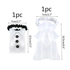 2Pcs Marriage Bride And Groom Wine Cups Wraps Champagne Glass Bottles Cover Wedding Table Decoration Bachelorette Party Decor - Fashionner