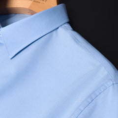 2023 Bamboo Fiber Long Sleeve Men Regular Fit  Microfiber Material Non-iron Professional Casual Dress Shirts Pure Colors - Fashionner