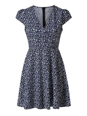 Floral Print Short Sleeve Wrap Dress Women V Neck Mini Summer Dress - Fashionner