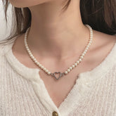 Elegant White Imitation Pearl Beads Choker Clavicle Chain Necklace For Women Love pendant Wedding Jewelry Collar 2023 New - Fashionner