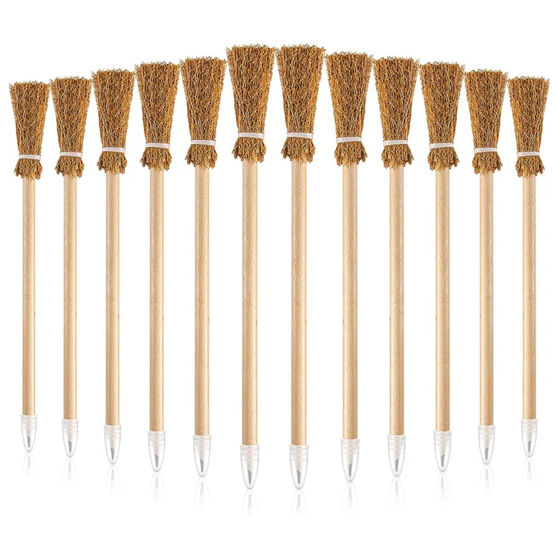 Party 40 Pcs Witch Broom Pencils for Halloween Broomstick Ballpoint Pencils Halloween Party Favors Witch Broom Prop Writing - Fashionner