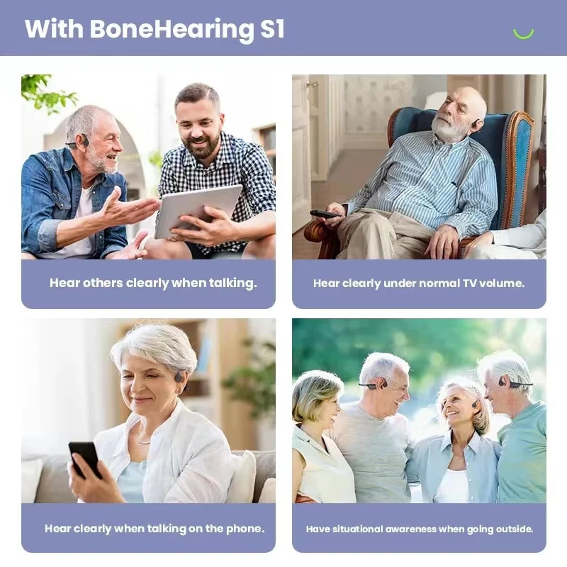Bone Conduction Hearing Aid Noise Cancellation Design Bluetooth Wireless IPX5 Waterproof Headphones Designed the Elderly - Fashionner