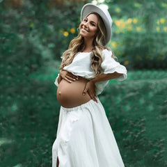 Photoshoot Boho Cotton Maternity Photoshoot Dress 2 in 1 Bohemian Pregnant Woman Photography Dress Outfit - Fashionner