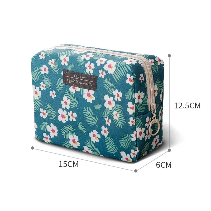 New Cosmetic Storage Bag Cute Mini Portable Carry-on Girls Toiletry Storage Bag Travel Beauty Organizer Flower Purse Makeup Bags - Fashionner