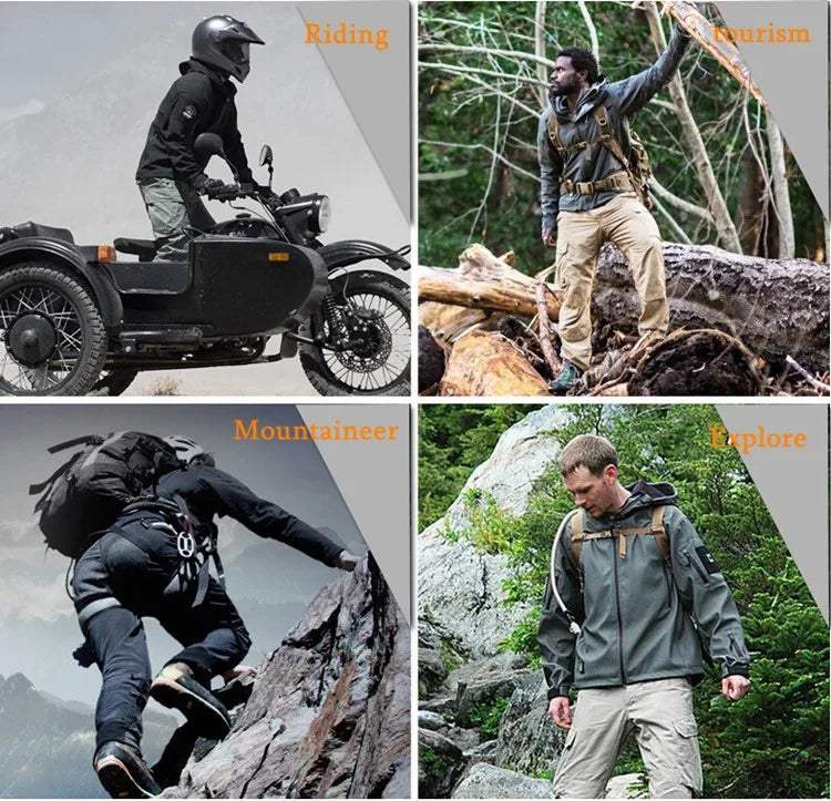 Men's Jacket Soft Shell Shark Skin Fleece Waterproof Windbreaker Tactical Outerwear Coat for Hiking Camping Hunting Thermal Male - Fashionner