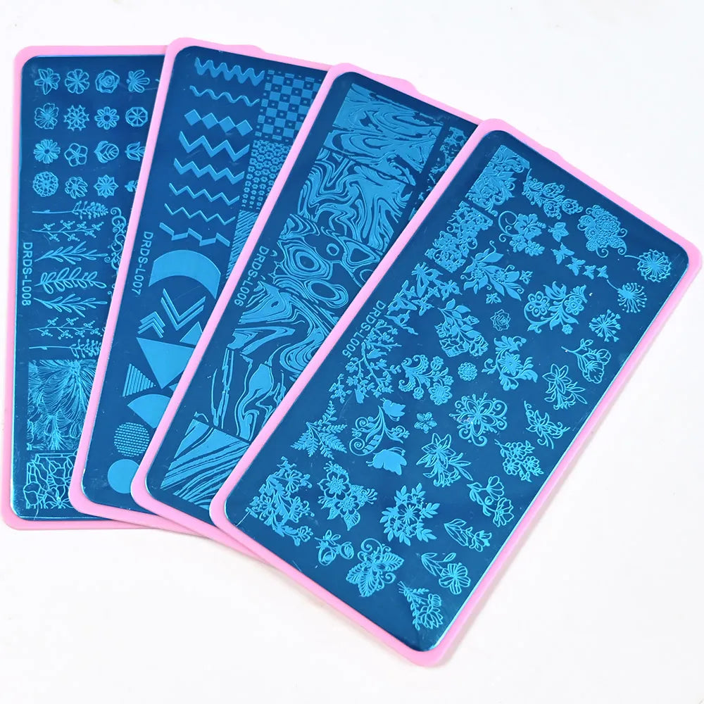 Stainless Steel 6X12cm Nail Art Stamping Plate Lace Geometric Pattern Butterfly Flower Nail Art Template Nail DIY Print Stencils - Fashionner