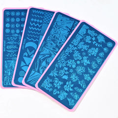 Stainless Steel 6X12cm Nail Art Stamping Plate Lace Geometric Pattern Butterfly Flower Nail Art Template Nail DIY Print Stencils - Fashionner